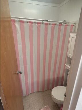 Striped Pink and White Shower Curtain - Home Bath